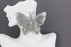 Silver huge butterfly earrings big giant lightweight dangle earrings large size