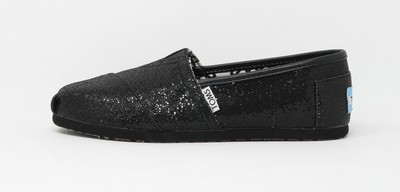 black glitter toms womens