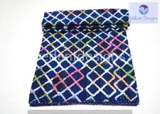 Vintage Block Kantha Quilt Blanket Indian Bedspread Coverlet Throw Art