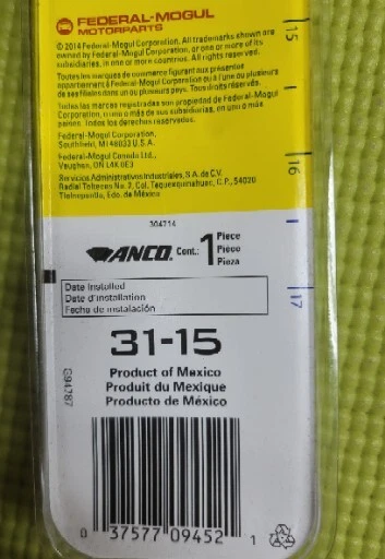 ANCO 31-15 15" Limpiaparabrisas Kwikconnect NUEVO Y SELLADO Juego de 2 Cuchillas Foto 4 de 4