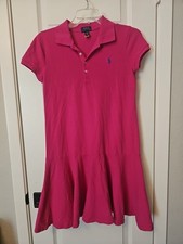 Vestido polo Polo Ralph Lauren para niñas de malla de algodón elástico en Fiusha XL (16)