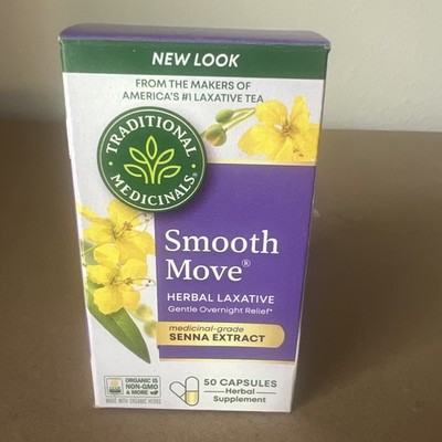 Traditional Medicinals Smooth Move Herbal Laxative Senna Extract, 50 Capsules