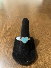 Ladies Turquoise And Sterling Silver Heart Shaped Ring Size 6