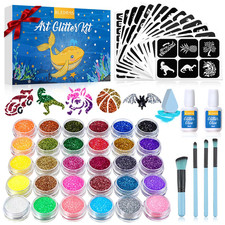 Temporary Glitter Tattoo Kit for Kids, 30 Colors Professional Sparkle