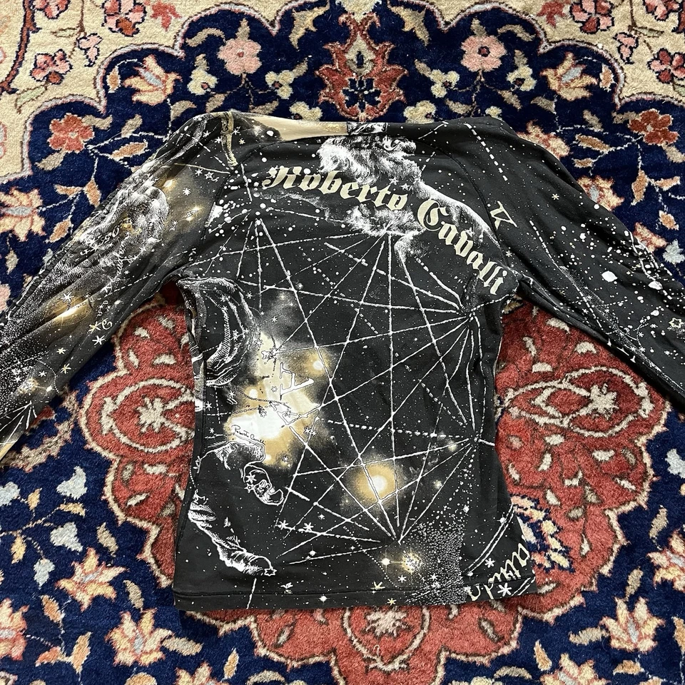 Roberto Cavalli F/W 2003 Constellation Astrology Runaway Silk Top - Imagem 3 de 4