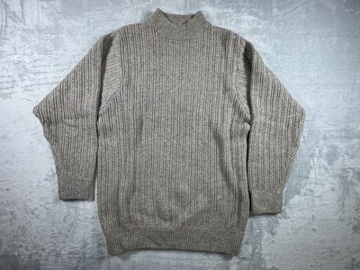 Xue Shan Yak Wool Ribbed Mock Neck Pullover Sweater Tan Oatmeal Men s