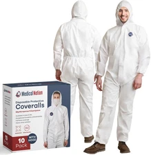 Nation Hazmat Suits | 10 Pack, Extra Large | Disposable Protective Coveralls,...