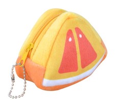 Cute Zippered Orange Fruit Slice Coin Purse Plush