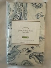 New Pottery Barn Jolie Paisley Blue EURO Pillow Sham