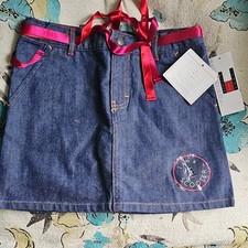 Tommy Hilfiger Girls Blue Denim A-Line Short Skirt Size 6 Adjustable Waist 0209