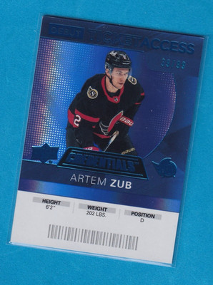 2021-22 Upper Deck Credentials #67 Artem Zub 2020-21 Debut TA Blue #/99