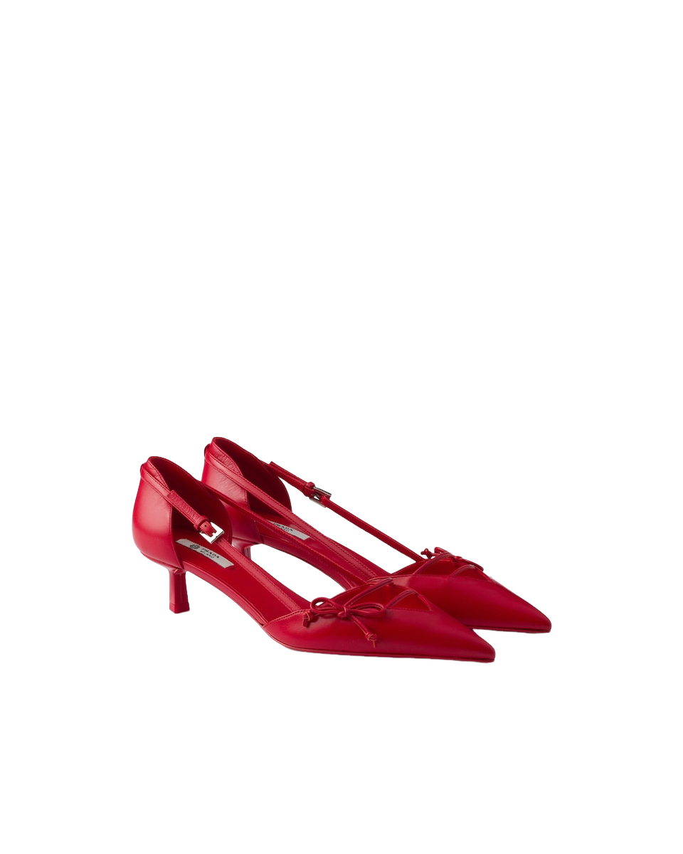 PRADA $1320 Red Open Side Leather Pumps New & Authentic | eBay