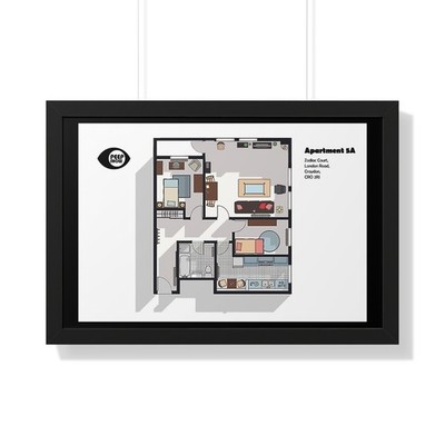 Peep Show flacher Grundriss Poster Druck Wohnung 5A Croydon TV Wandbild Geschenk