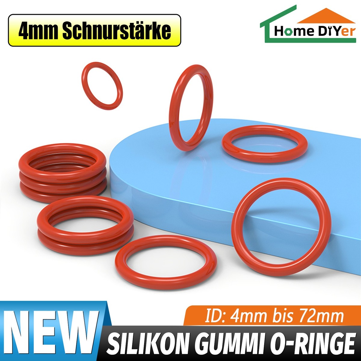Silicone Rubber O Rings Metric Food Grade 4mm Cross Section 4mm