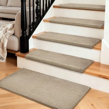 Plush 9.5"x30"Bullnosed Carpet Stair Treads Cover Landing Mat Set Self Adhensive