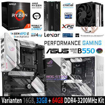 PC Bundle AMD Ryzen 7 5800X ASUS ROG Strix B550-A mit 16, 32 und 64GB DDR4-3200