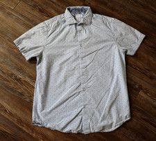 Cactus Man Ricky Singh Light Blue Polka Dot Short Sleeve Button Up Shirt Mens M