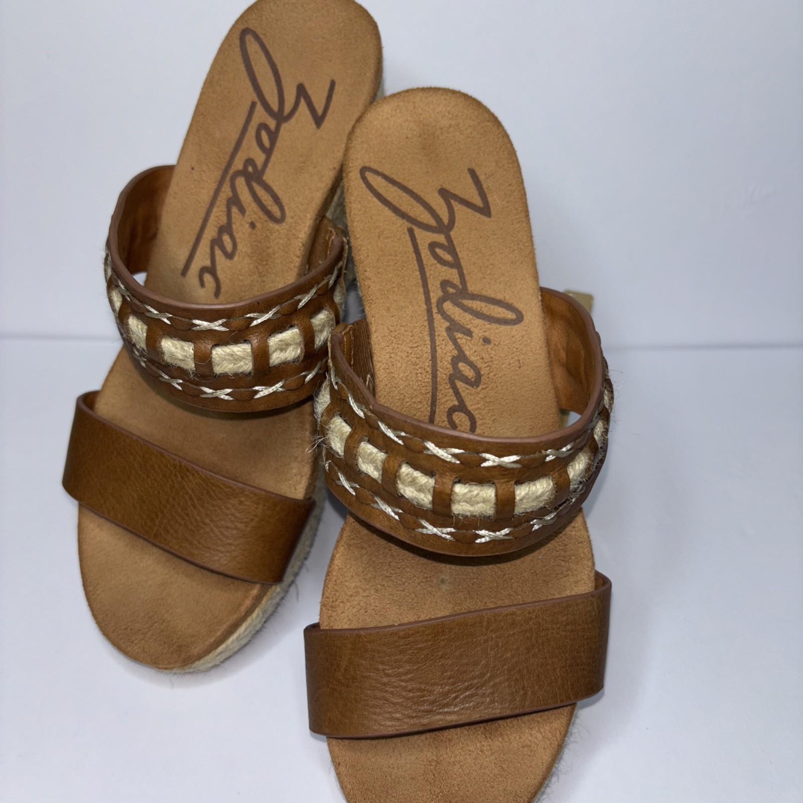 Zodiac Poppy Espadrille Wedge Sandal Womens US size 7 M Boho Style Leather Jute