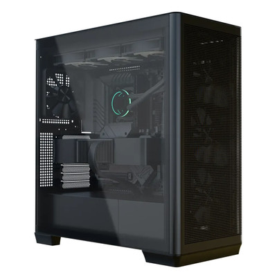 APNX C1-R premium Black mid-tower ATX case - 4x PWM ARGB Fan Included - 3x2.5''