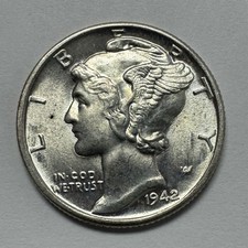1942 Philly Mercury Dime 10c Winged Liberty 90% Silver
