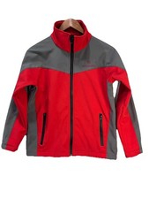 Lucky Bums Boys Youth Solid Soft Shell Jacket in red and gray. Full Zip Size M