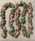 Garland Spiral Ruffle New Pink and Raspberry Pink With Green Leaves Thick 