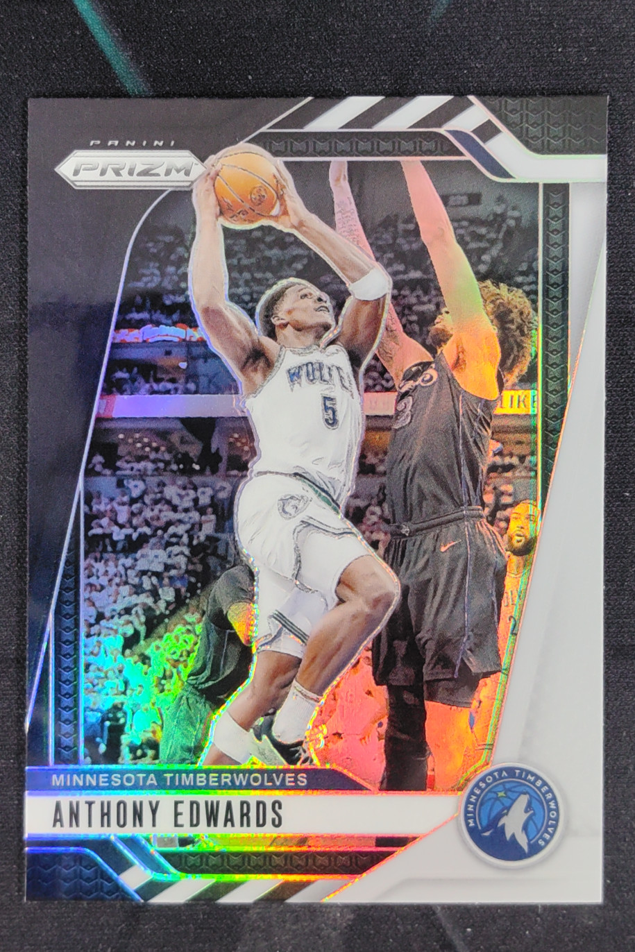 2024-25 Panini Prizm Anthony Edwards Prizms Black White #100 Timberwolves