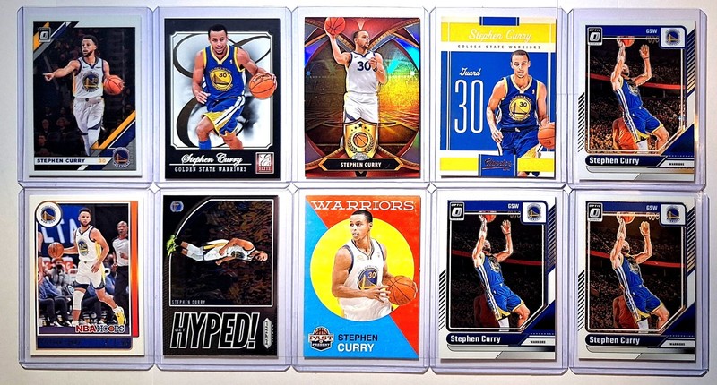 Stephen Currry 10 Card Lot. 2010-2025 Panini, Topps Chrome Refractor.