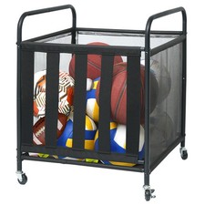 Outdoor Toy Storage Ball Storage Rack, Sports Ball Storage Cart with Wheels a...