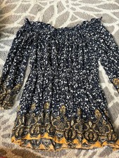 Blue and White Floral Off the Shoulder Windsor Mini Dress