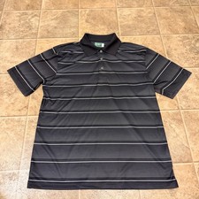 Ben Hogan Performance Mens Large Black Grey Striped Golf Polo Shirt WT2668
