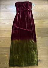DAVID MEISTER NWT Vintage Plum/Grn Tie-Dyed Strapless Long Evening Gown W 6