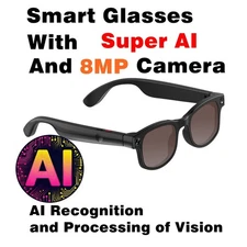 Smart glasses with camera with 8MP camera and microphone and voice assis