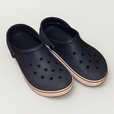 Crocs KIDS Unisex Sz J 5 Crocs band Navy Blue White Red Clogs
