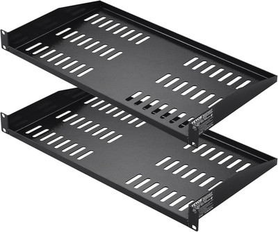 2PCS 1U Server Rack Shelf, Universal Vented Rack Mount Cantilever Tray for 19 In