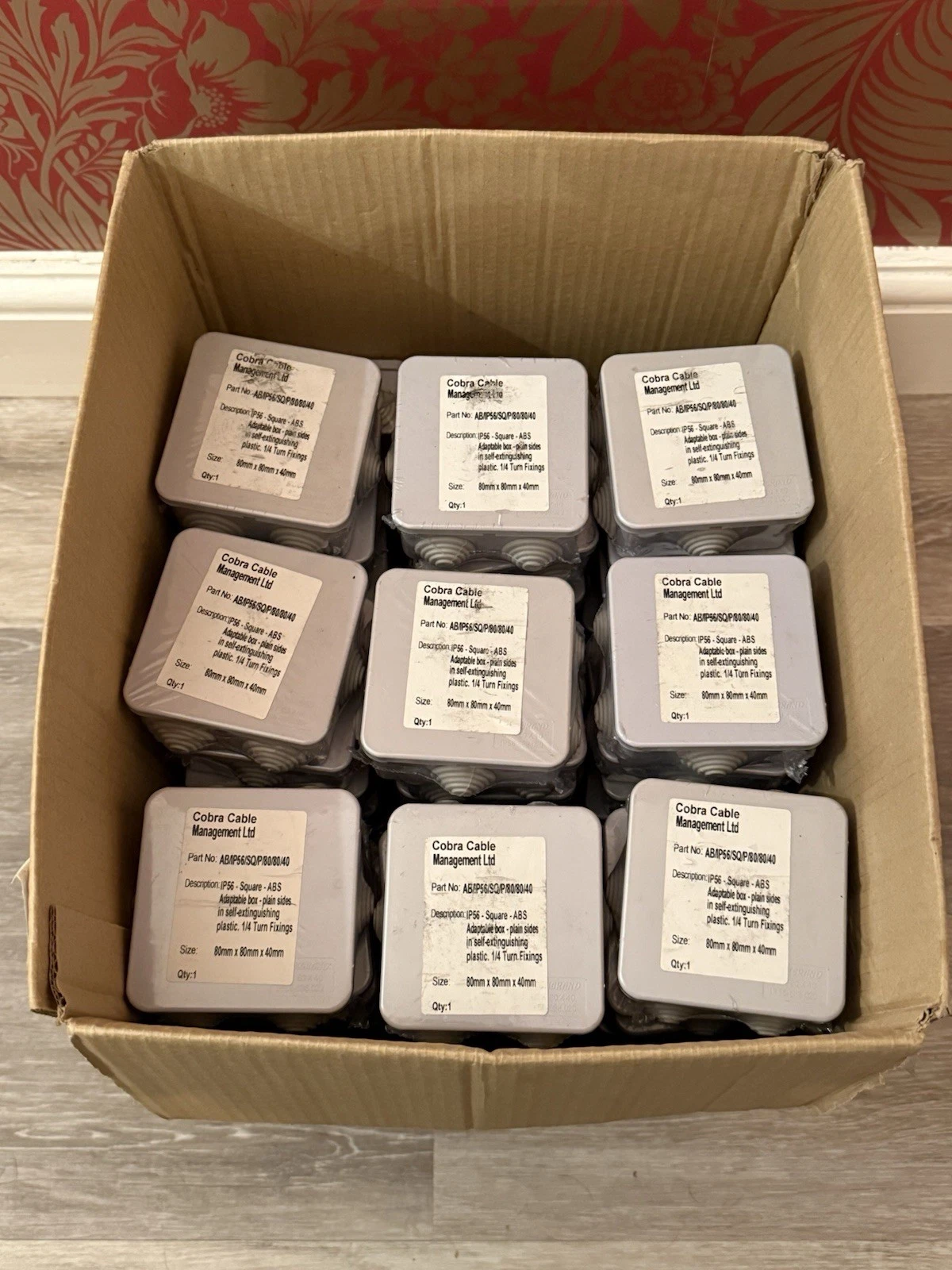 58x IP56 Junction Box Plastic Square 80x80x40mm Enclosure - Brand New Sealed 2
