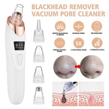 Blackhead Remover Vacuum Pore Cleaner   5 Suction Heads, USB Rechargeable, US