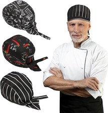 Chef Gorro para Hombre Cooking Skull Caps, Cook Hats Kitchen Catering Turban Cap