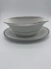 VTG MCM Imperial China Dalton 318 Sincerity Gravy Boat Plate White Silver Japan