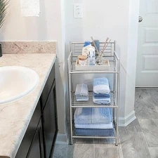 LEEDA 3-Tier Metal Shelving Unit, Sturdy Bathroom Storage Shelf & Free Standi...