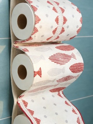 Toilettenpapier-Wandrollenhalter aus Polyester mit Haken und Verzierungen