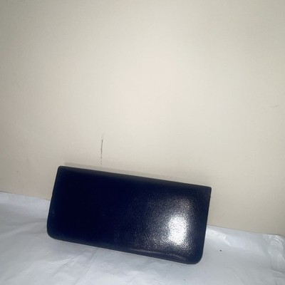 Women Blue Long Foldover Snap/Button Closure Solid Clutch Wallet