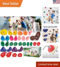 Weather-Proof 32 Rock Climbing Holds - Effortless Setup for Kids Families