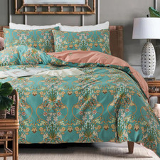 Boho Duvet Cover Set Queen Size 100 Cotton Floral Bohemian Comforter Cover Teal