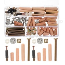 95 Pcs Bed Hardware Set Crib Screws Bolts Nuts and Wooden Dowels for Furniture