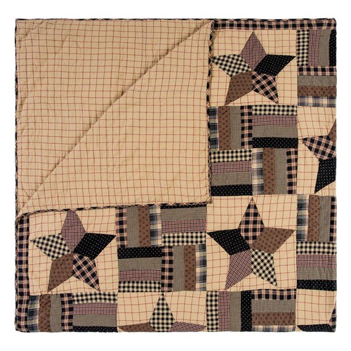 Primitive King Quilt Black Patchwork Bingham Star Bedroom Decor VHC Brands - Picture 6 of 6