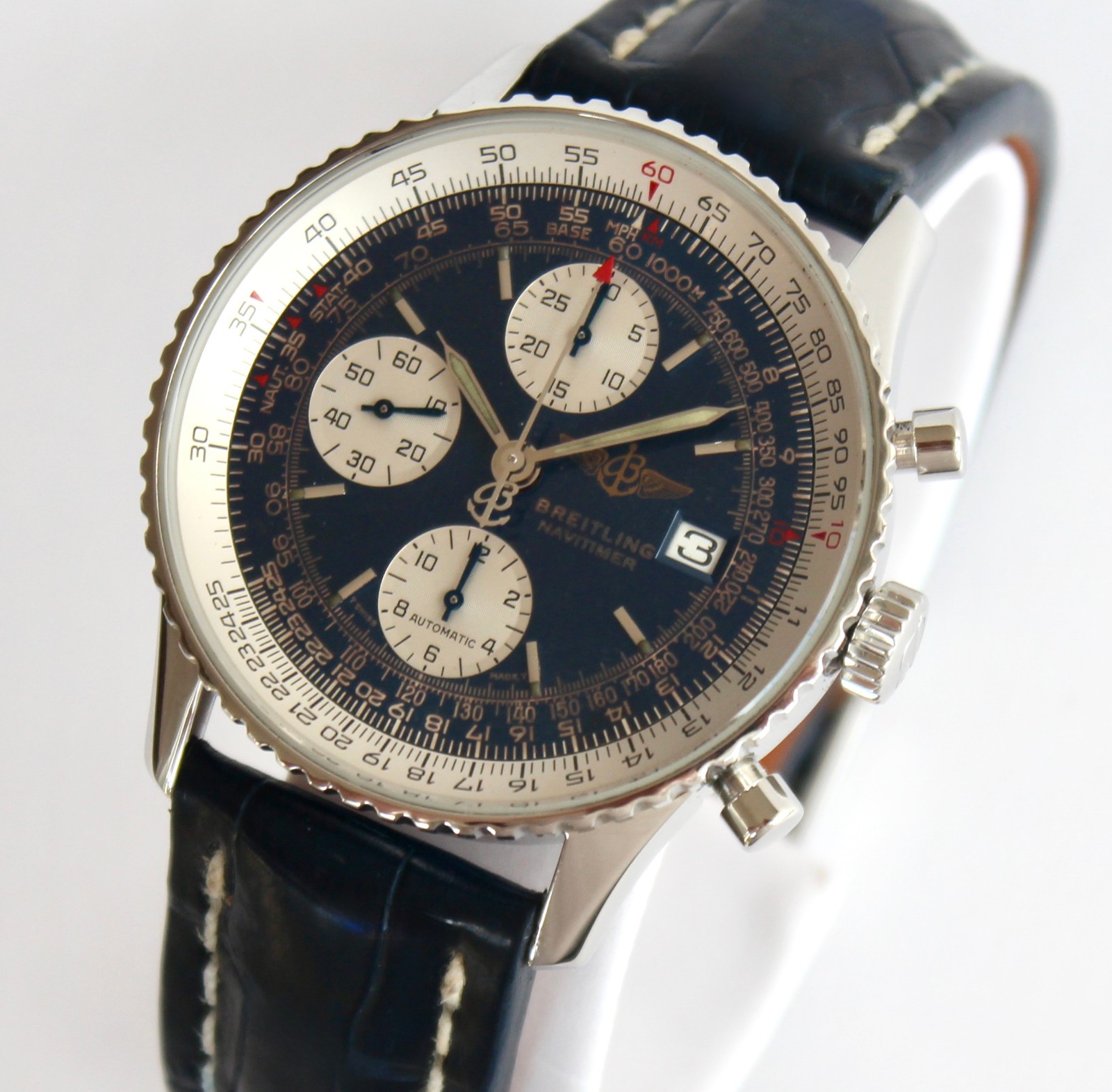 BREITLING A13022 NAVITIMER BLUE CROC STRAP