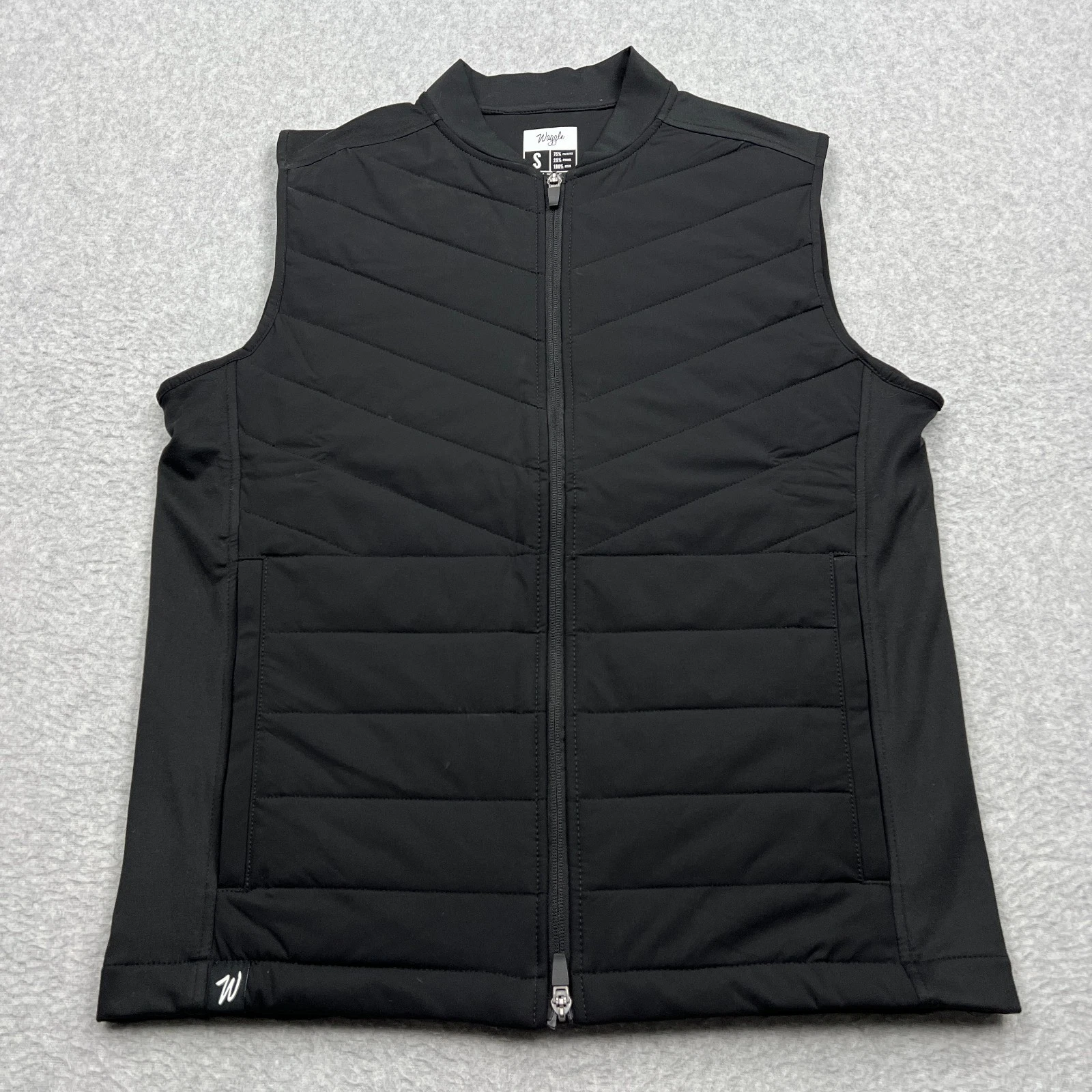 Waggle Golf Vest Men's Small Black Full Zip Quilted Insulated Lightweight Puffer