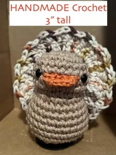 HANDMADE Crochet Plush Turkey Amigurumi 3” tall brown body - with dashboard plug
