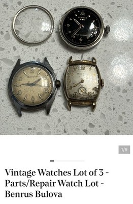 Vintage Lot Watches Parts Repair Benrus Bulova Lot Of 3
